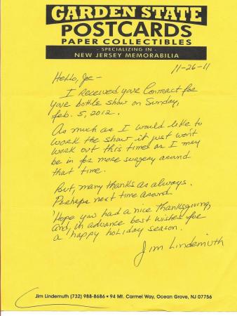 Correspondence From Jim Lindemuth