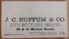 J. C. Buffum & Co., City Bottling House, Pittsburgh, PA Return Mailer