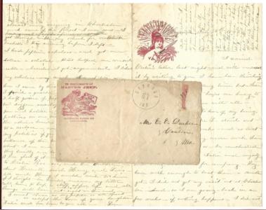 Seymour, Indiana To Canton, Missouri Civil War Era with letter