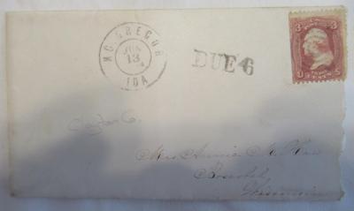1864 Civil War Era Cover With Letter From McGegor, Iowa to Boscobel, Wisconsin