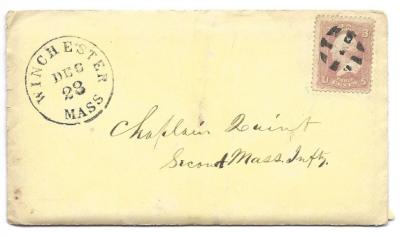 1863 Civil War Era Cover With Letter From Winchester, Mass To Washington, DC 