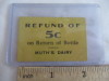 Muth's Dairy, Refund Coupon 