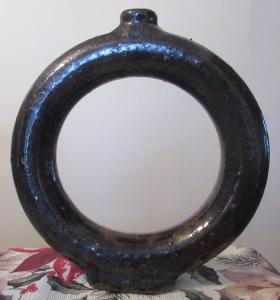 Albany Slip Glazed Ring Bottle, 10½ Inches