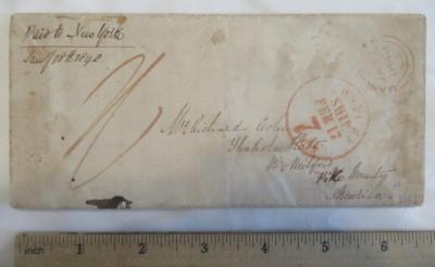 1848 Ship Cancel From Manchester, England to Shahola Flats, Milford, Pike County