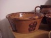 Redware Bowl, Clear Glaze Manganese Sponged Decoration