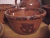Redware Bowl, Clear Glaze Manganese Sponged Decoration