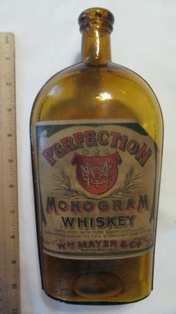 Perfection Monogram Whiskey, Wm. Mayer & Co., Newark, NJ Quart